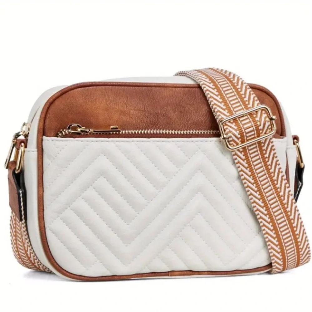 Faux Leather Quilted Crossbody Bag